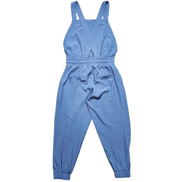 Albion Fit Classic Overall Jumpsuit Womens Small/petite Heathered Blue - Picture 2 of 10